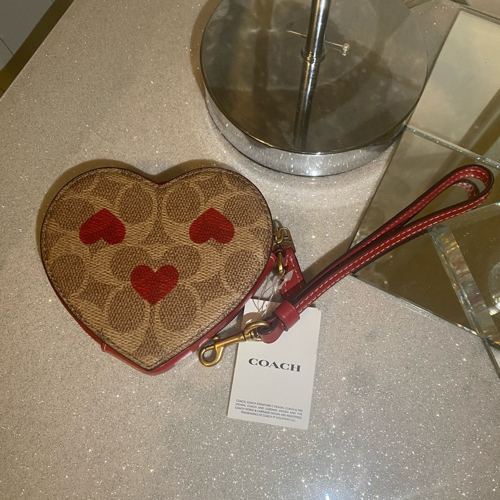 Coach Heart Pattern Wristlet